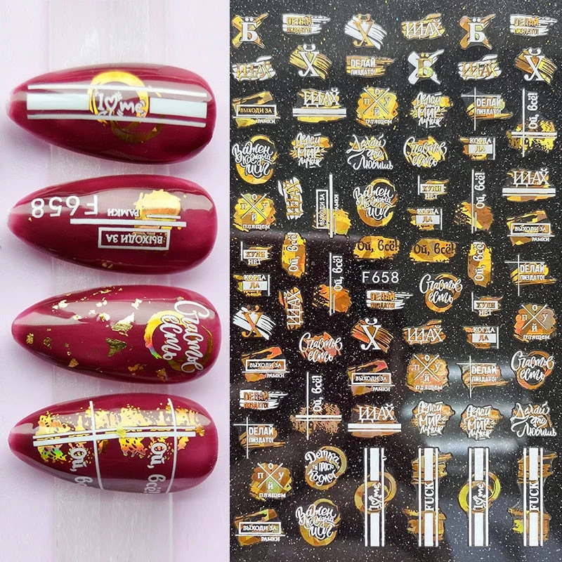 1PC Summer Bronzing Leaf 3D Nail Sticker Iridescent Tropical Leaves Tree Birds Transfer Decals Slider For Nails DIY Decoration-Nail Inspo