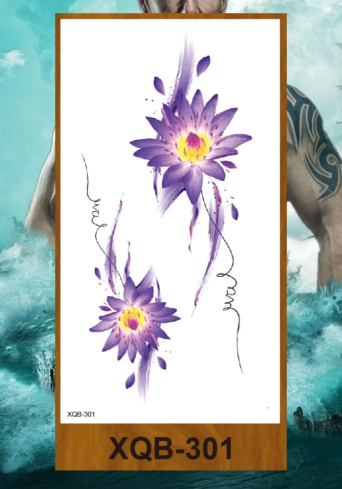 Temporary Tattoo Stickers Women Girl Arm Buttocks Chest Art Fake Tatoo Flowers Chain Body Makeup Waterproof Lily Chrysanthemum