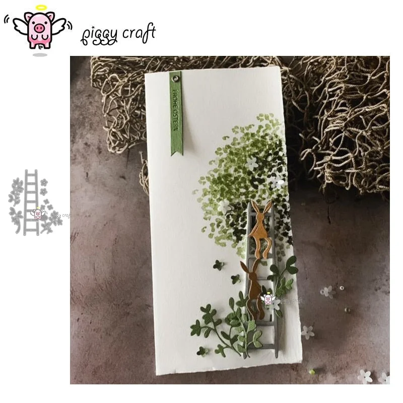 Piggy Craft metal cutting dies cut die mold Stairs flowers leaves Scrapbook paper craft knife mould blade punch stencils dies