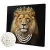 DIY Pearl Painting Crown Lion for Home Wall Decor with Frame(25x25cm)