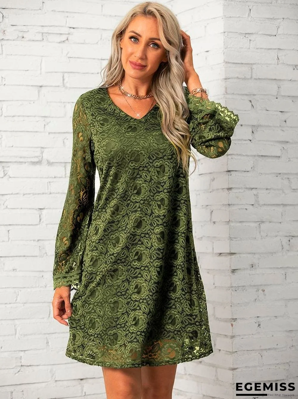 Long Sleeve Lace Floral Sweet Dresses | EGEMISS