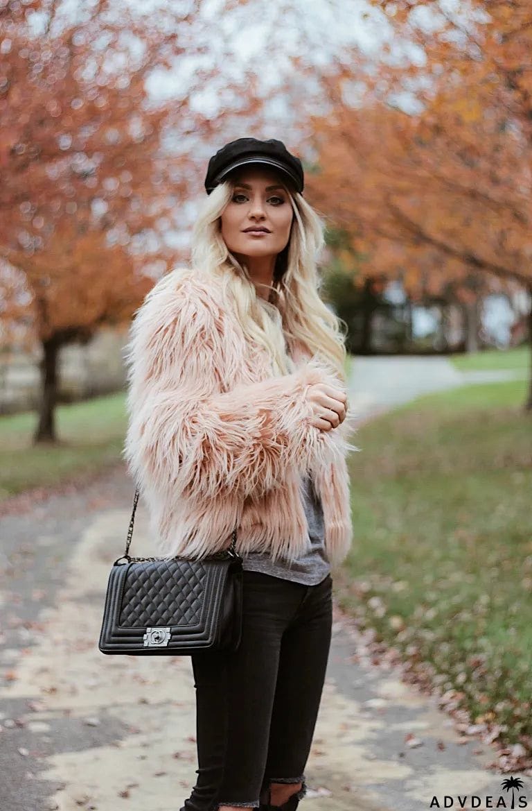 Shaggy jacket faux fur- mauve pink