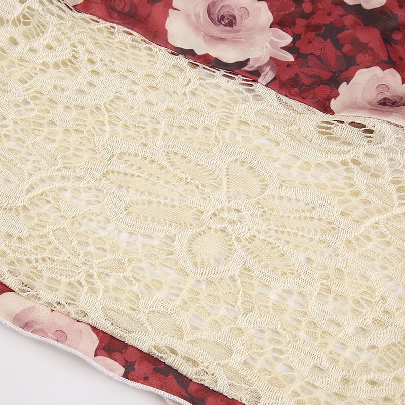 Rapcopter Floral Retro Tube Top y2k Lace Patched Backless Strapless Crop Top Boho Party Beach Mini Vest Women Charming Camisole
