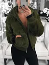 Casual Plush Solid Color Lapel Collar Long Sleeves Warm Jacket