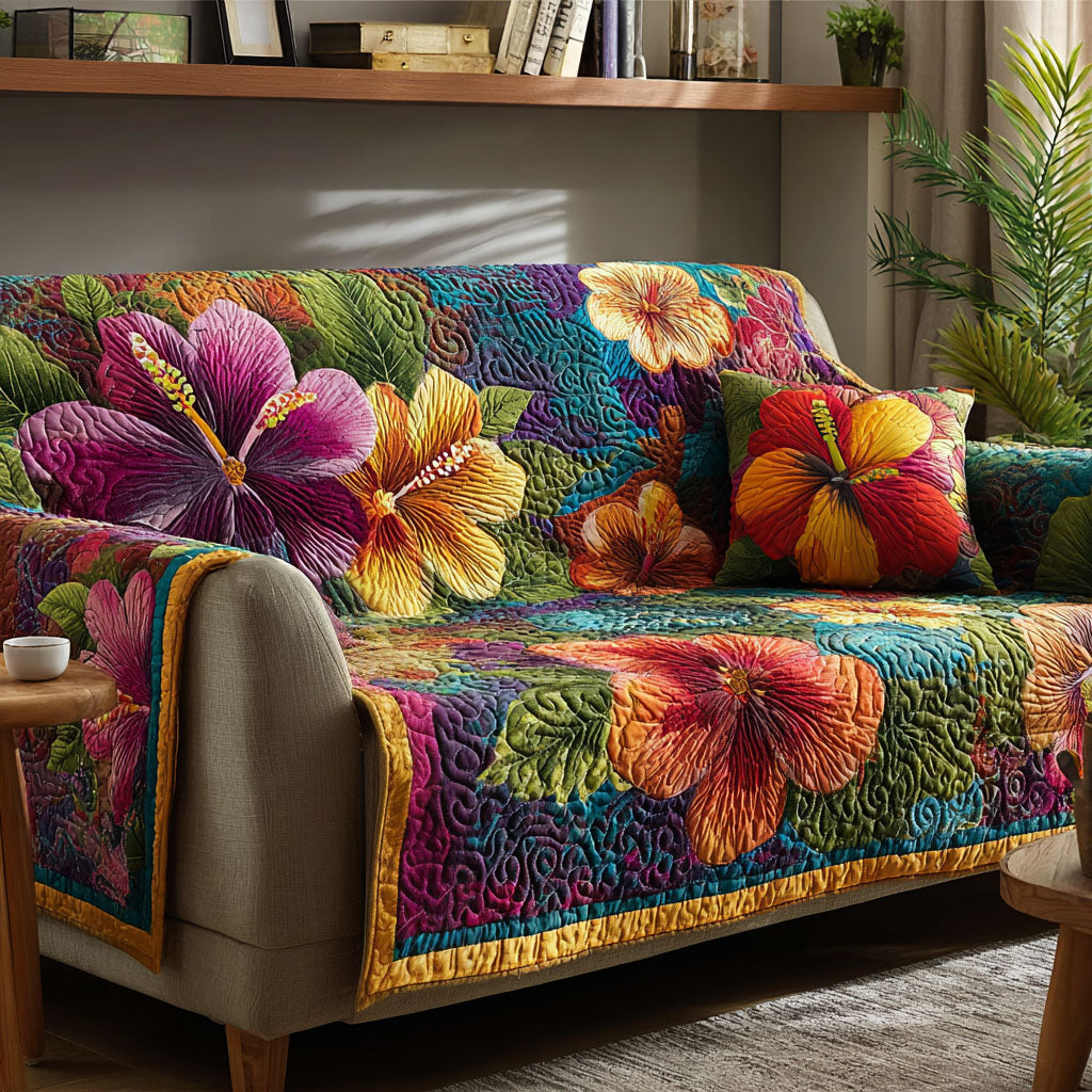Tropical Bloom Quilted Sofa Cover NCU0TV533 everthome