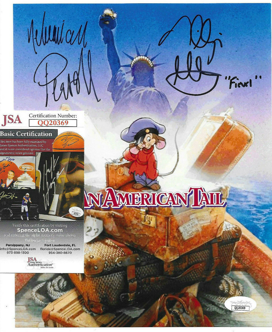 Phillip Glasser, Nehemiah Persoff Signed 8x10 Photo Poster painting Auto, American Tail, JSA COA