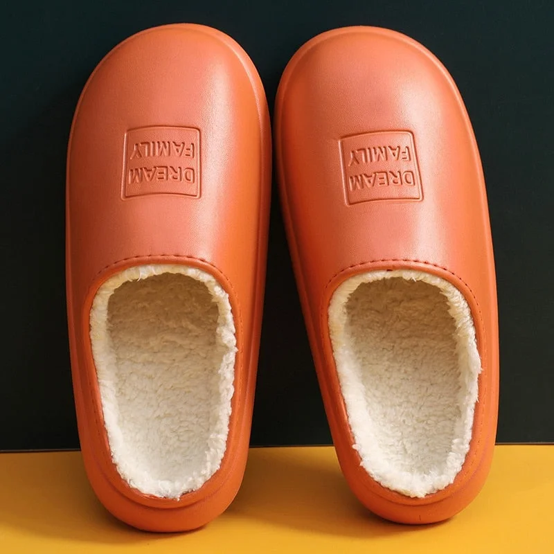 Waterproof Non-Slip Home Slippers Winter Warm Home Women Indoor Cotton Non-Slips Ladies Soft Slippers Memory Foam Couples Shoes