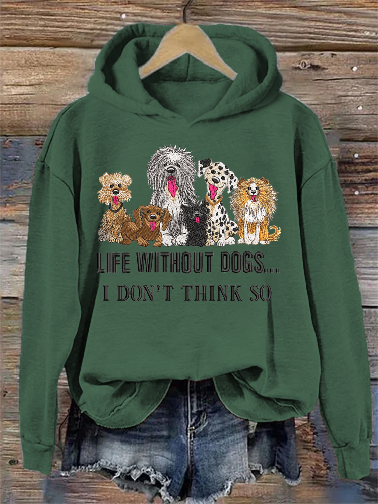 Life Without Dogs Embroidery Pattern Hoodie wearshes