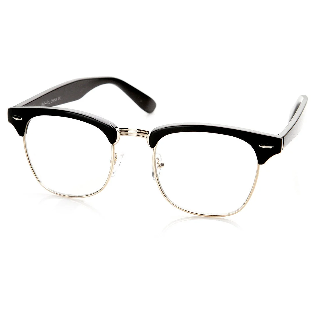 Vintage Inspired Classic Horn Rimmed Nerd Horn Rimmed 400 Clear Lens Glasses