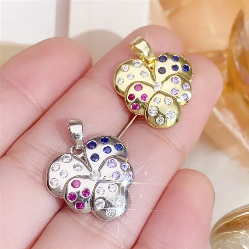 1 Piece 18.5*13.3MM Copper Zircon Geometric Heart Shape Flower Polished Pendant Jewelry Accessories