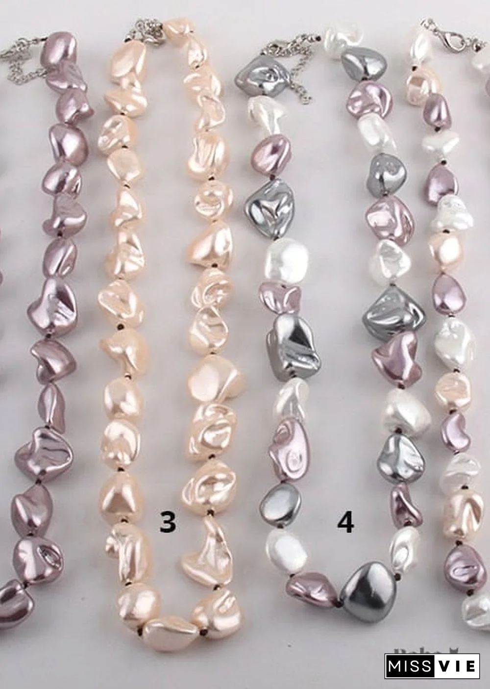 Boho Necklace, RH Big Pearl Shell White Pink Necklaces