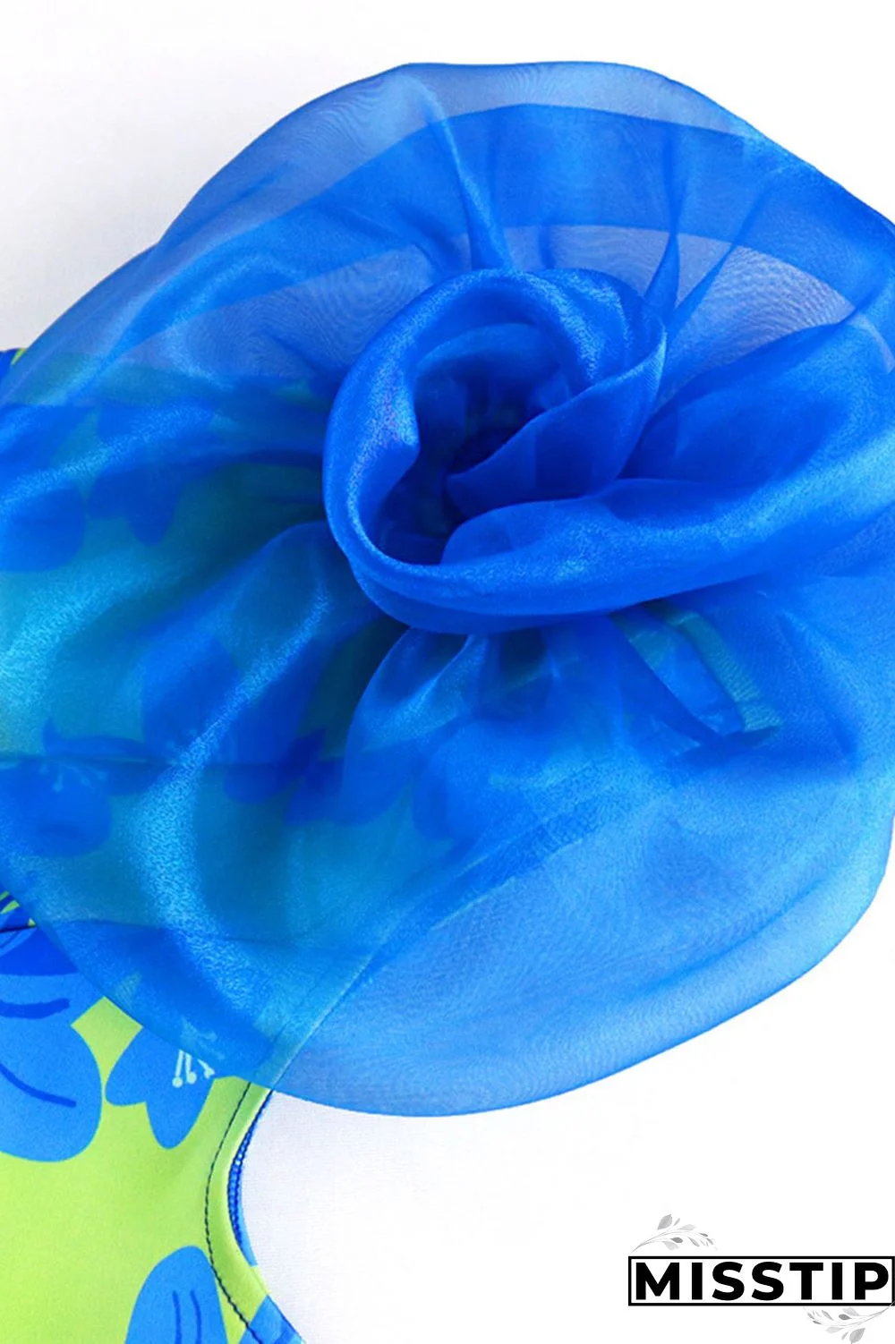 Blue Elegant Print Patchwork Appliques Oblique Collar Straight Dresses