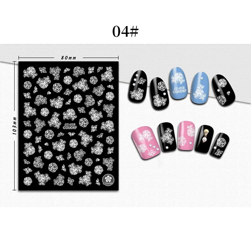 1 Sheet 3D Halloween Nail Sticker Christmas Skull Bone Snake Butterfly Maple Leaf Pattern Decals Manicures 3D Nail Decorations