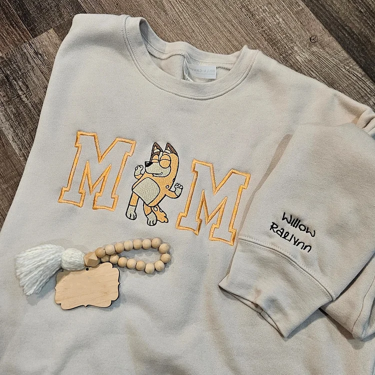 Custom Embroidered Sweatshirt Hoodie Mama and Kids Portrait with Photo - Mother's Day Gifts