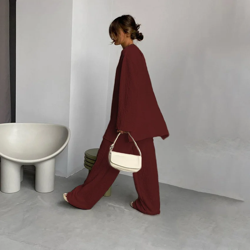 Churchf Churchf Spring 2023 Women's Long-Sleeved Round Collar Slacks Temperament Commuter Stitching Crepe Casual Suit