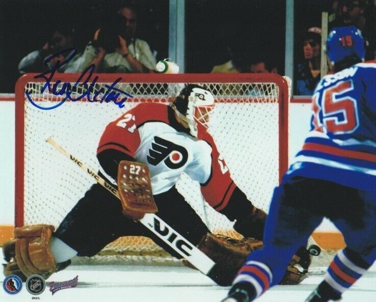 RON HEXTALL SIGNED PHILADELPHIA FLYERS GOALIE 8x10 Photo Poster painting #4 Autograph