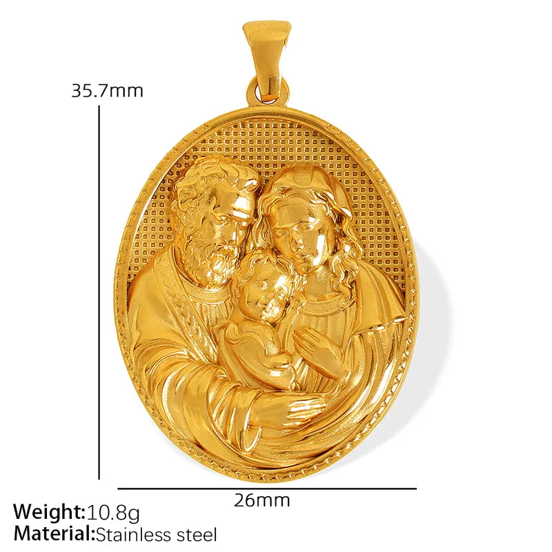 1 Piece 26*35.7mm 34*36.8mm 304 Stainless Steel 18K Gold Plated Virgin Mary Oval Solid Color Pendant Jewelry Accessories