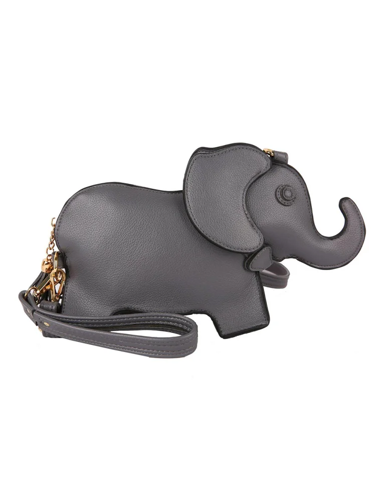 Fashion Women Elephant Solid Color Messenger Bag Mini Wristlet Bags (Gray)