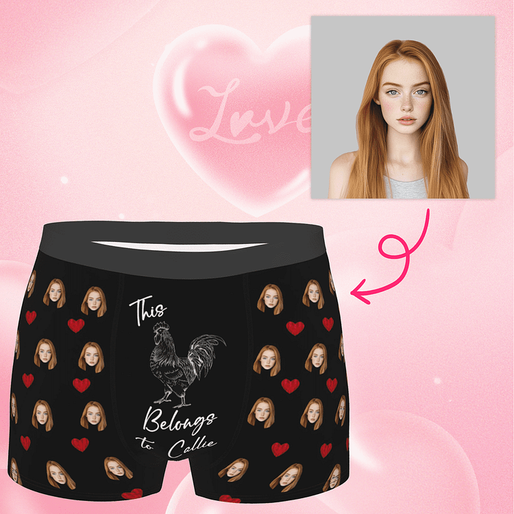 【Byxhuc】Custom Boxers for Boyfriend, This Belongs to Name Mens Personalized Underwear, Photo Gifts for Boyfriend Husband Mens on Birthday Christmas Thanksgiving
