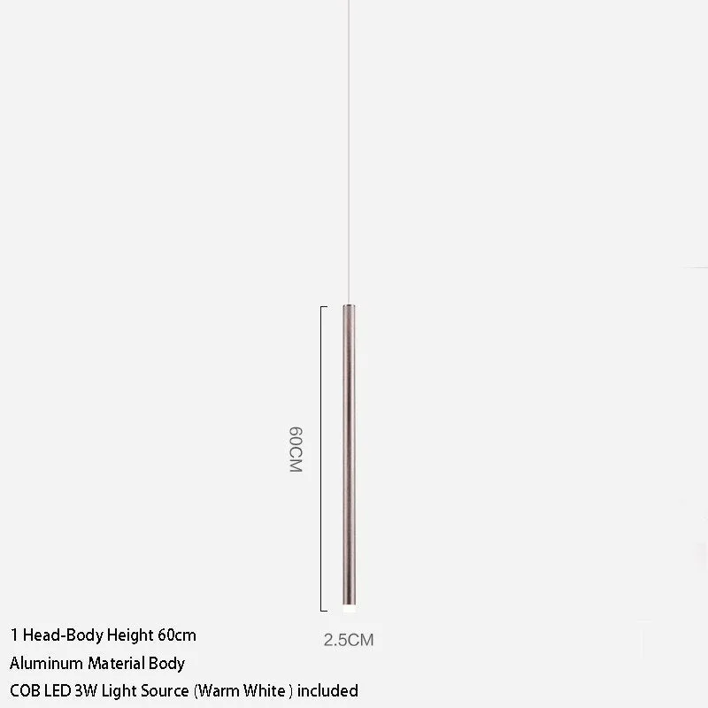 Nordic LED Pendant Lights Long Tube Dining Room Counter Decoration Cylinder Pipe Hanging Lights Kitchen Line Strip Hanglamp