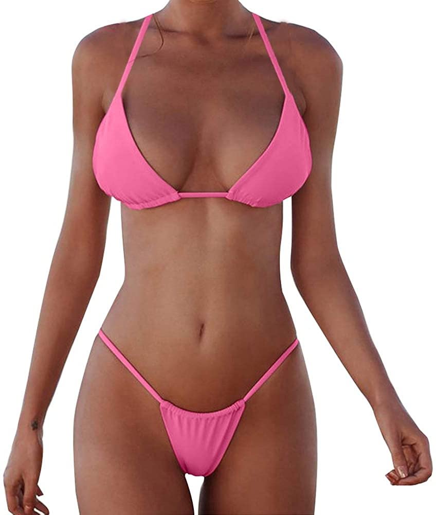 Bikini Set Bandage Solid Brazilian Swimwear Two Pieces Swimsuit Padded Thong Bathing Suits