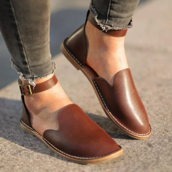 Women Casual Slip On Ankle Buckle Flats
