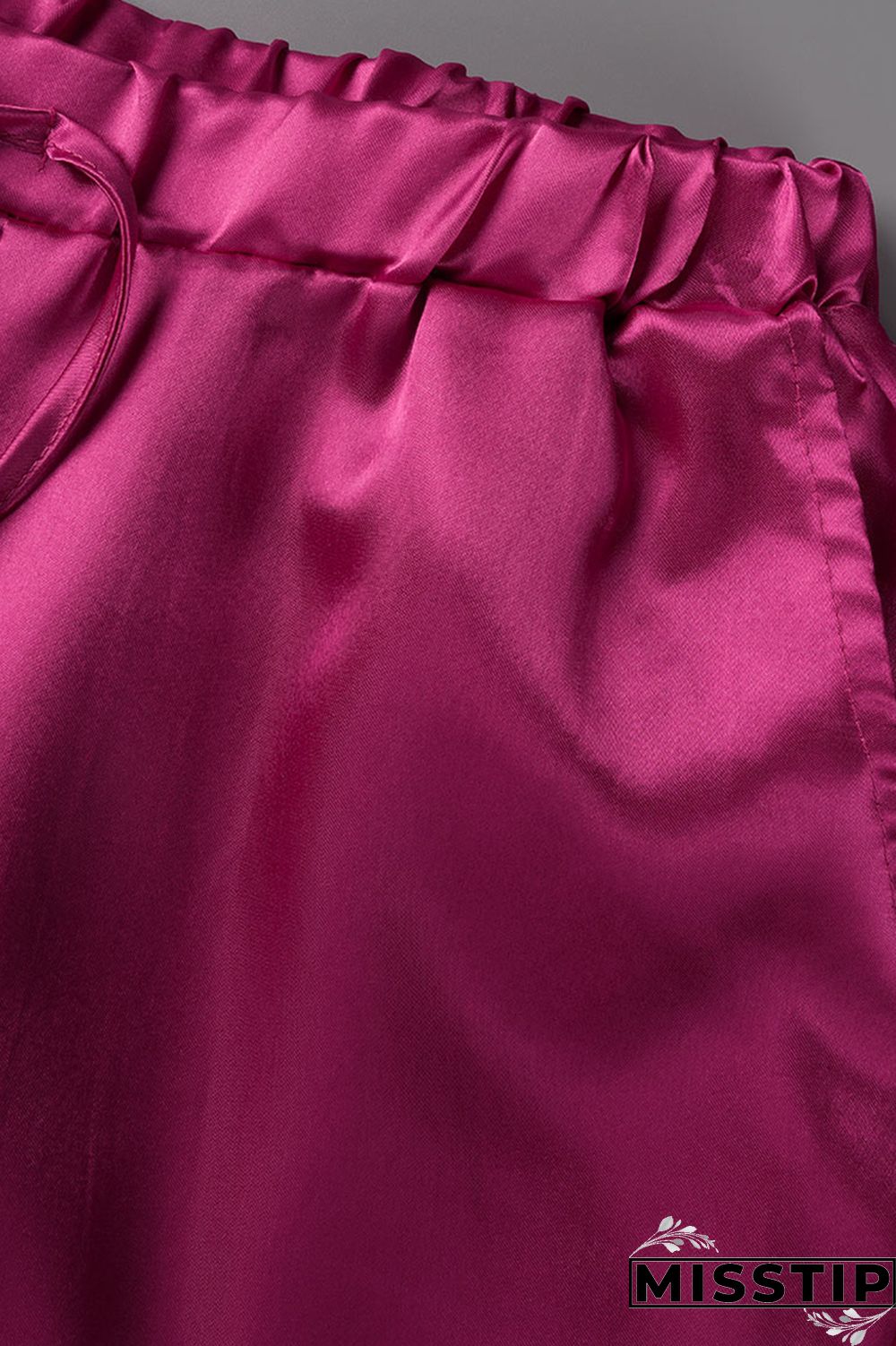 Rose Red Fashion Casual Solid Basic Turndown Collar Short Sleeve Two Pieces