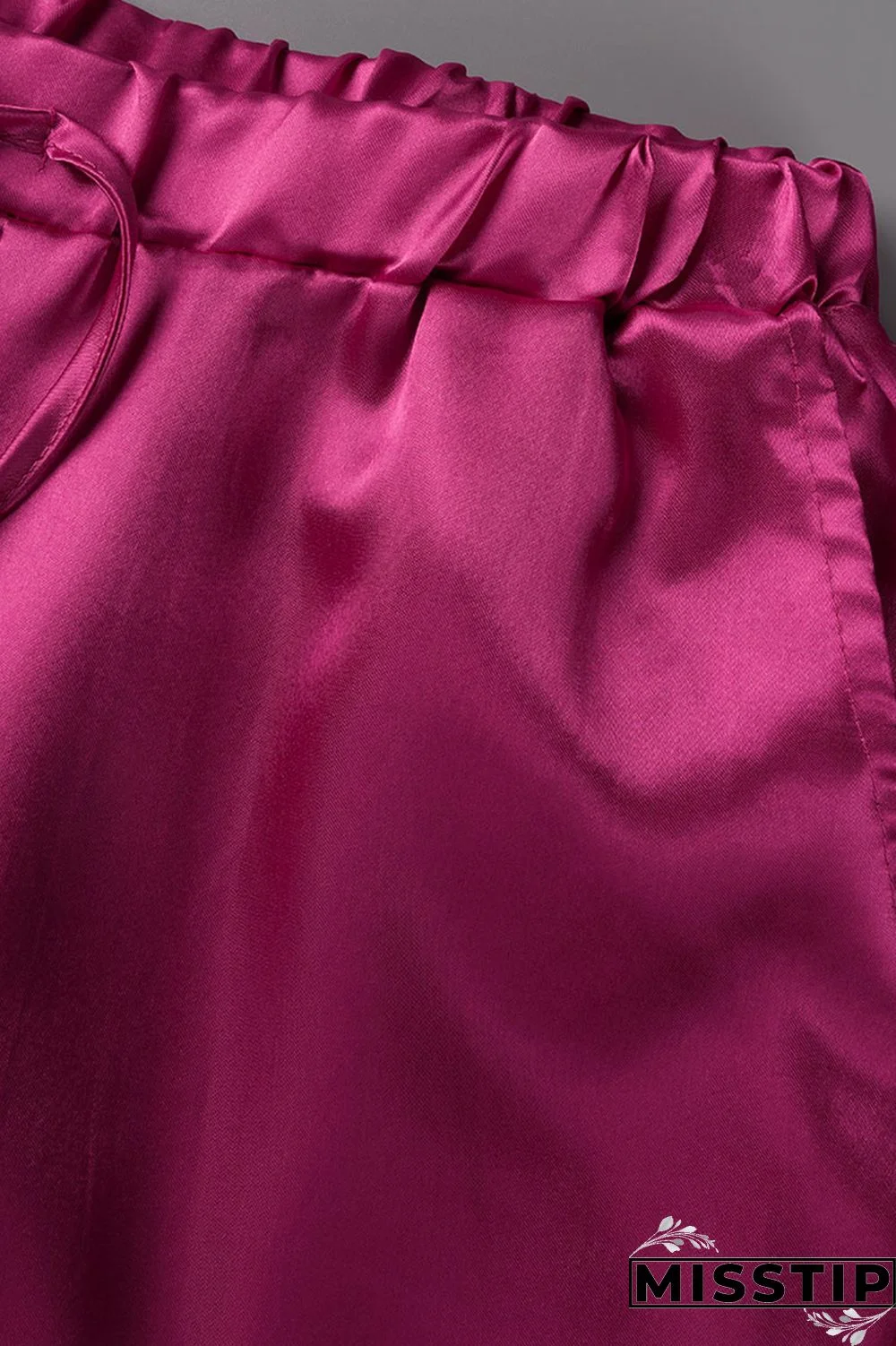 Rose Red Fashion Casual Solid Basic Turndown Collar Short Sleeve Two Pieces