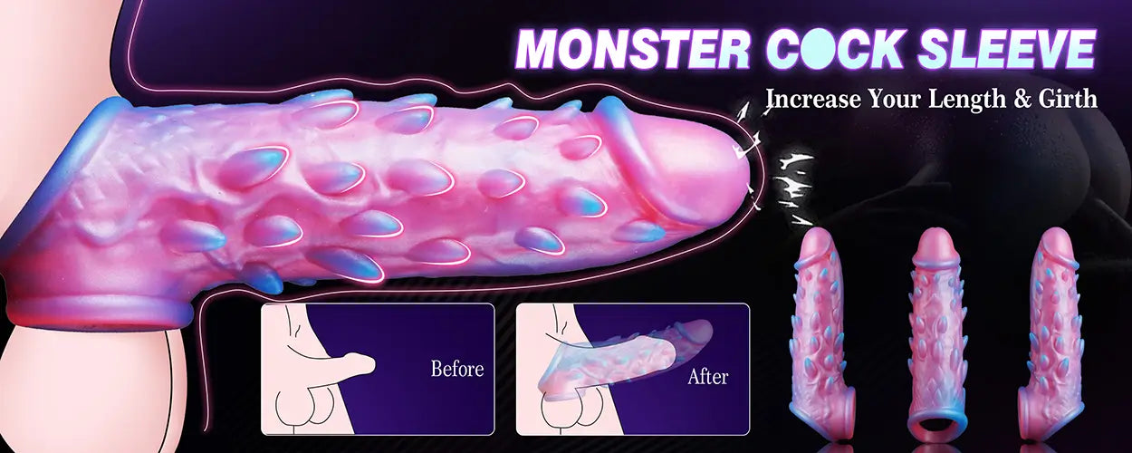 7.8" x 1.85" Monster Penis Sleeve for Couples hero