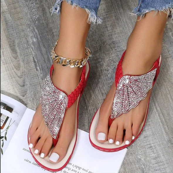 Women Casual Orthopedic Sandals, Crystal Rome Fashion Clip Toe Slippers