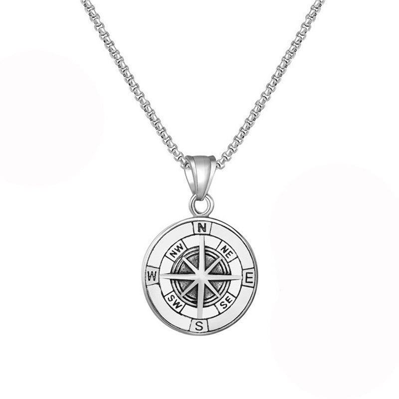 Retro Punk Animal Compass Titanium Steel Iron Zinc Alloy Plating Unisex Pendant Necklace Men Pendant Necklaces