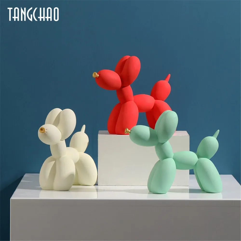Creative Balloon Dog Figurine Nordic Resin Home Decor Modern Miniature Statues Living Room Desk Room Home Decorative Accessories