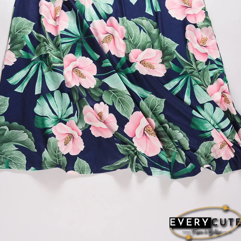 Adjustable Spaghetti Strap Floral V Neck Maxi Dress