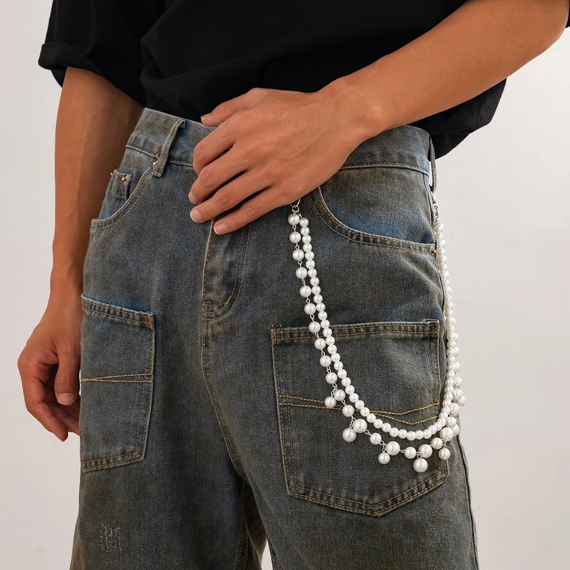 Modern Style Classic Style Geometric Imitation Pearl Alloy Beaded Unisex Chain Belts