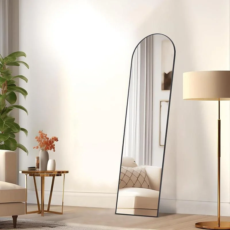 Full Length Mirror Body MirrorFloor Standing Mirror Hanging or Leaning AgainstWall, Wall Mirror with Stand Aluminum Alloy ThinFrame for Living Room Bedroom Cloakroom