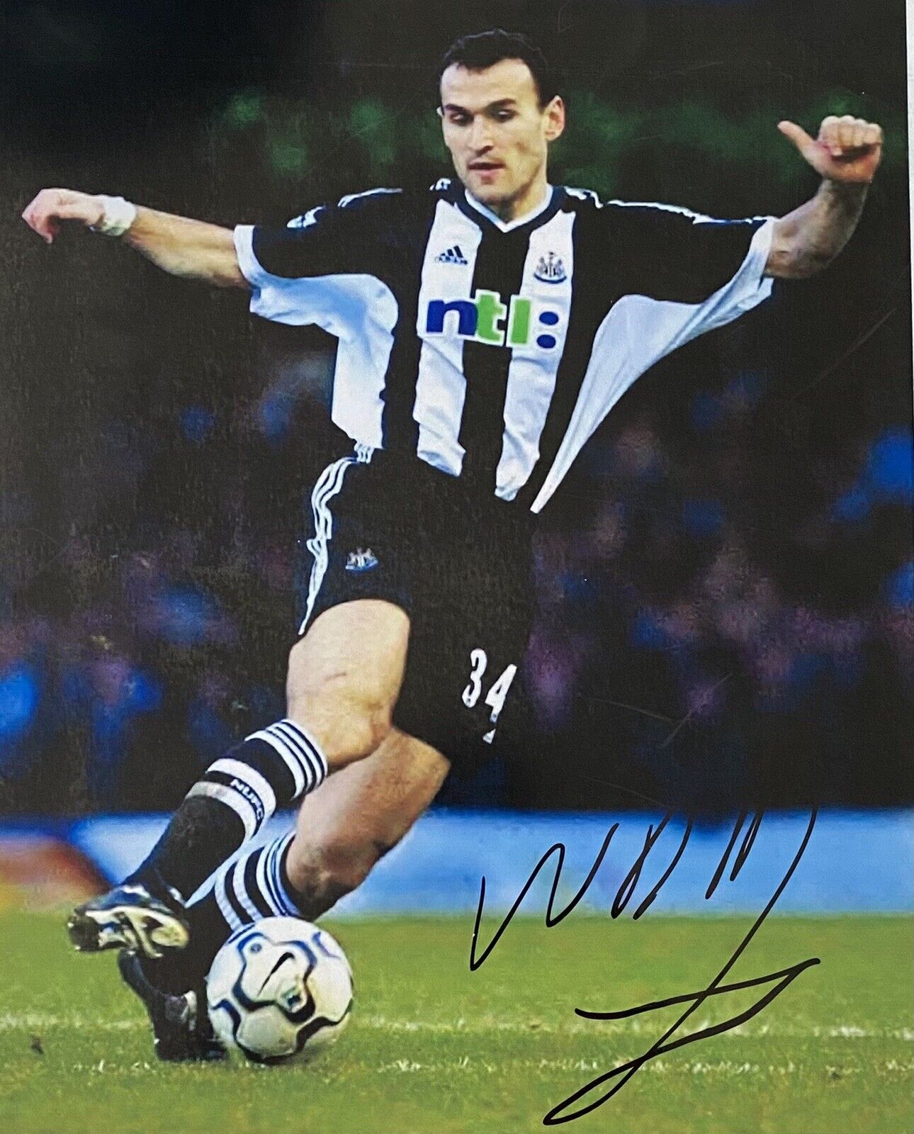 Nikos Dabizas Genuine Hand Signed Newcastle United 12x8 Photo Poster painting