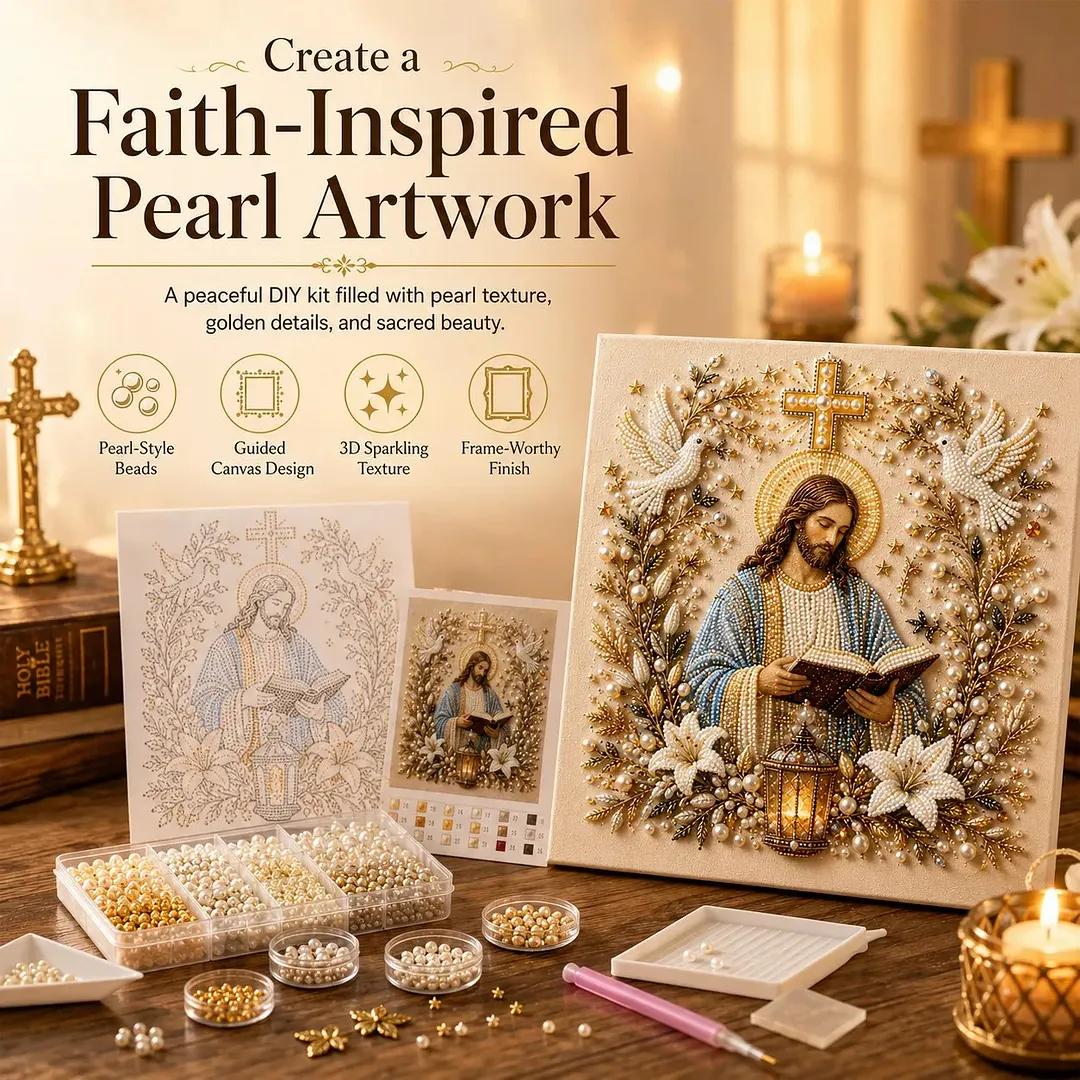 🔥 Last Day 75% OFF &ndash; ✝️ DIY Jesus Pearl Art Kit | 3D Pearl-Style Christian Artwork for Prayer Corners & Faith Gifts (📦Buy 3 Free Shipping)