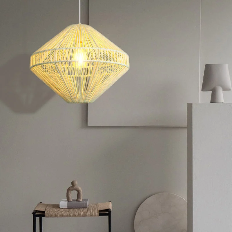 Boho Rope Chandelier Pendant Light Lampshade For Living Room