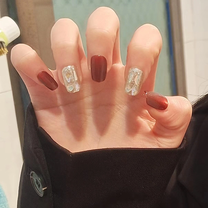 Wear Nail Beauty Nail Piece TikTok Hot Blush Gradient Butterfly Nail Sticker Finished Detachable Fake Nail