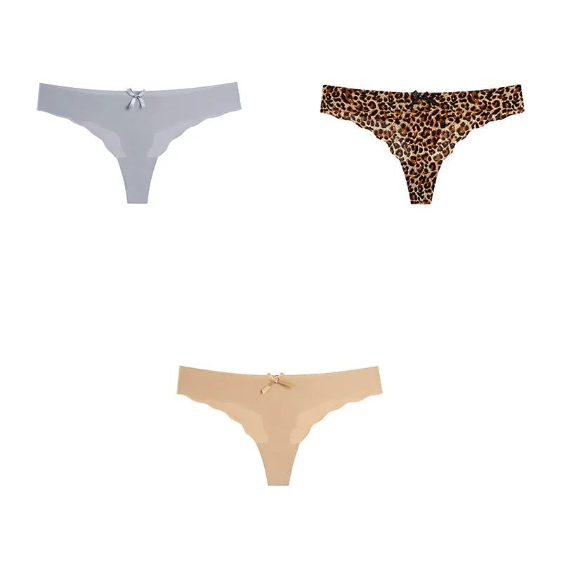 3 Pcs Sexy Lingerie Woman Underwear Seamless Sports Panties Female Thong G-string Thongs For Woman Underwear Ice Silk BANNIROU
