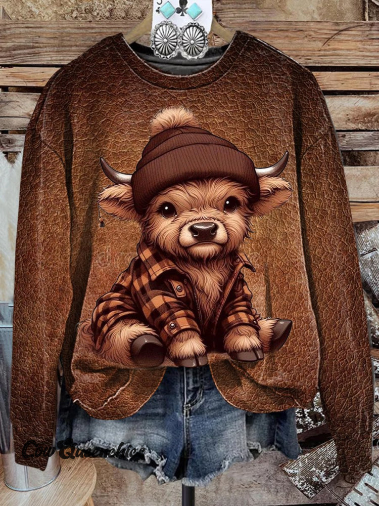 West Highland Cow Print Casual Sweatshirt Multicolor / S