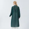 100% Real Mulberry Silk Georgette Collar Hole Green Single Breasted Simple Thin Trench Women Coats Streetwear Women WE115