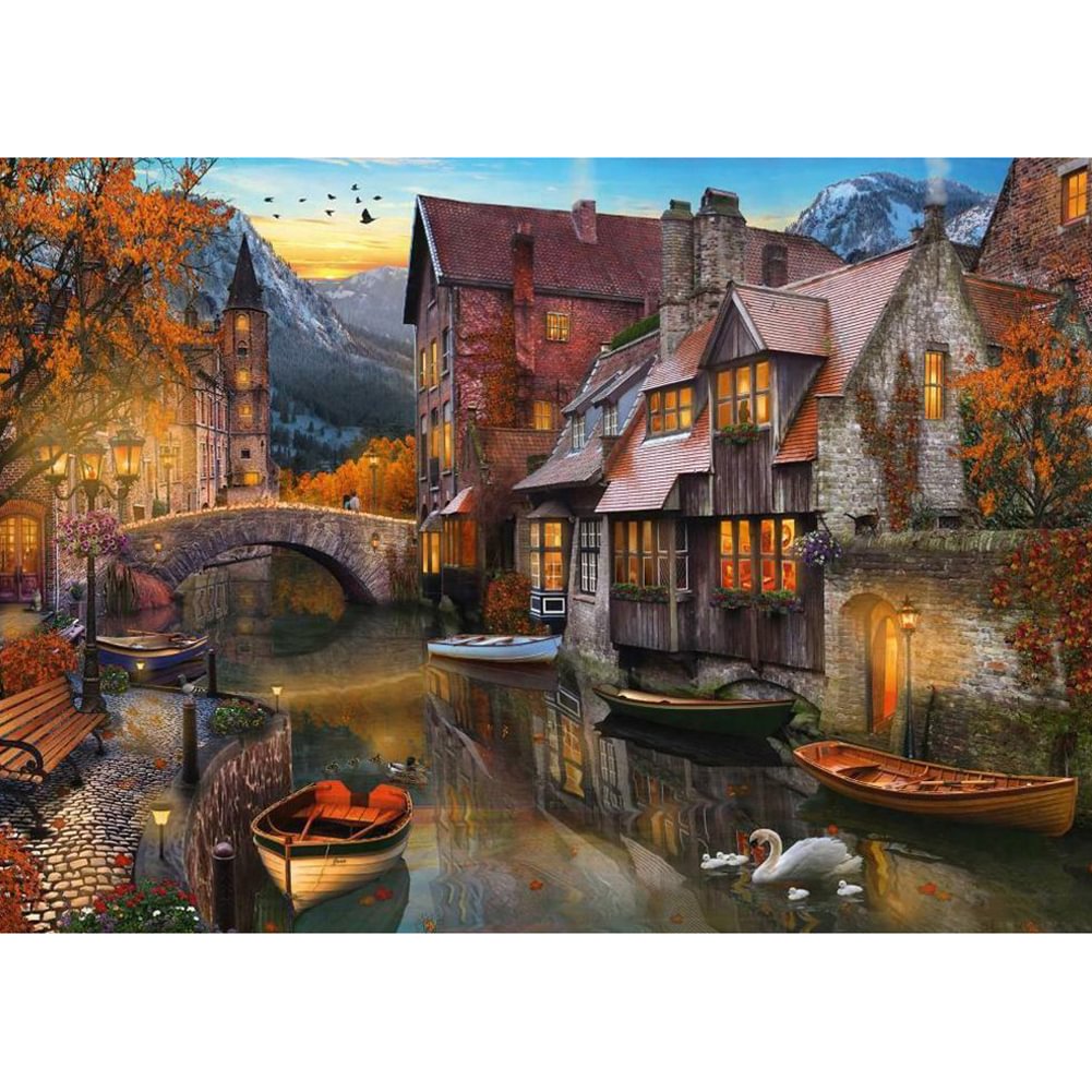Riverside Town - Paint By Numbers