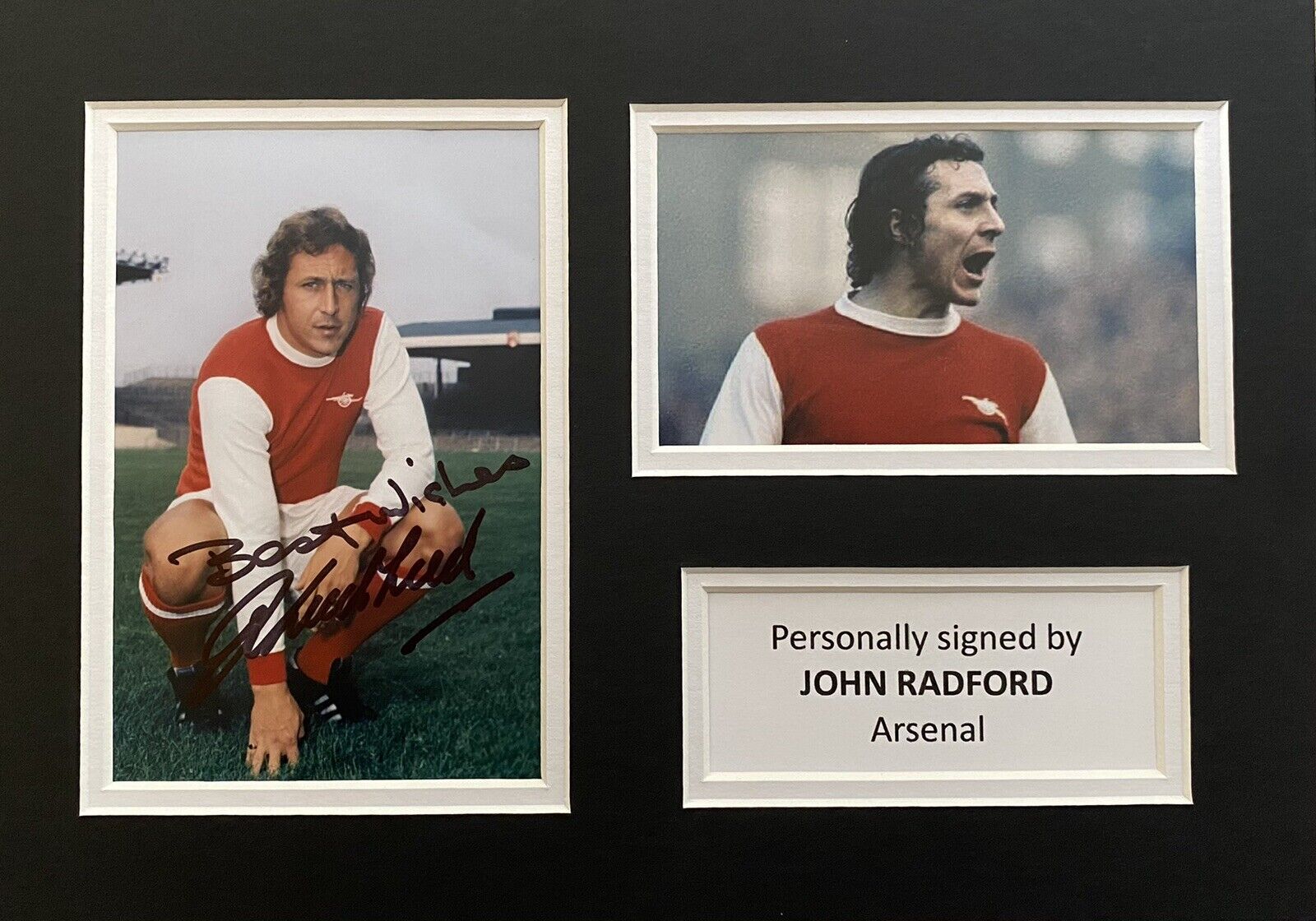 John Radford Hand Signed Arsenal Photo Poster painting In A4 Mount Display