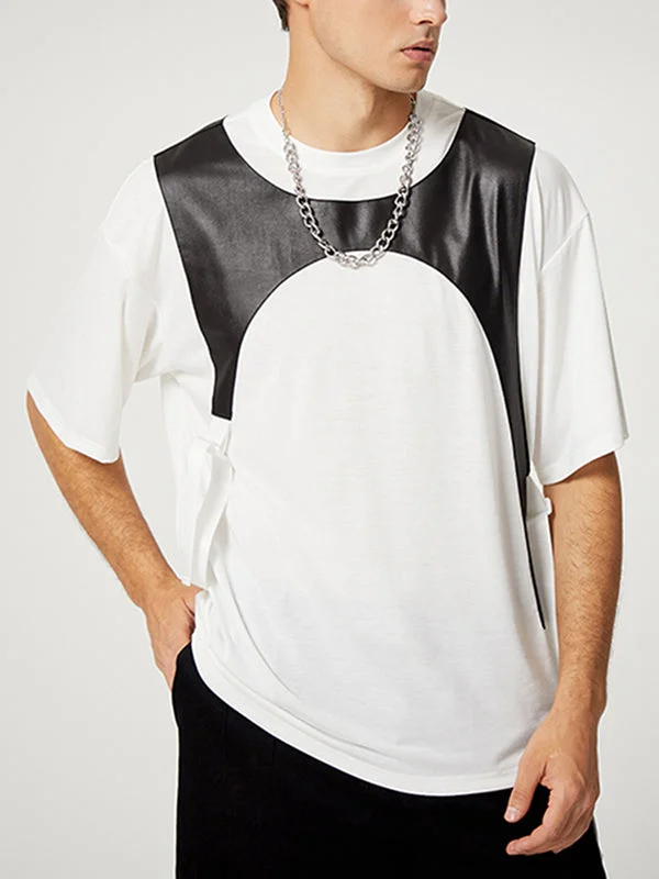 Aonga - Mens Hit Patchwork Designed Causal T-ShirtJ