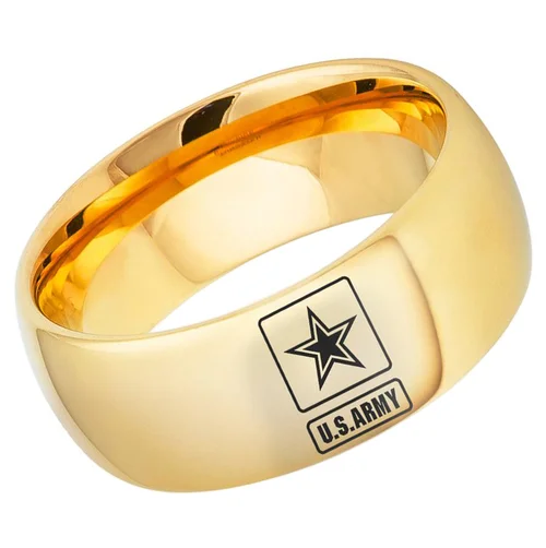 4MM 6MM 8MM Women or Men's U.S. Army Tungsten Military Wedding Bands Domed Silver Black Gold with Laser Etched United States Army Logo