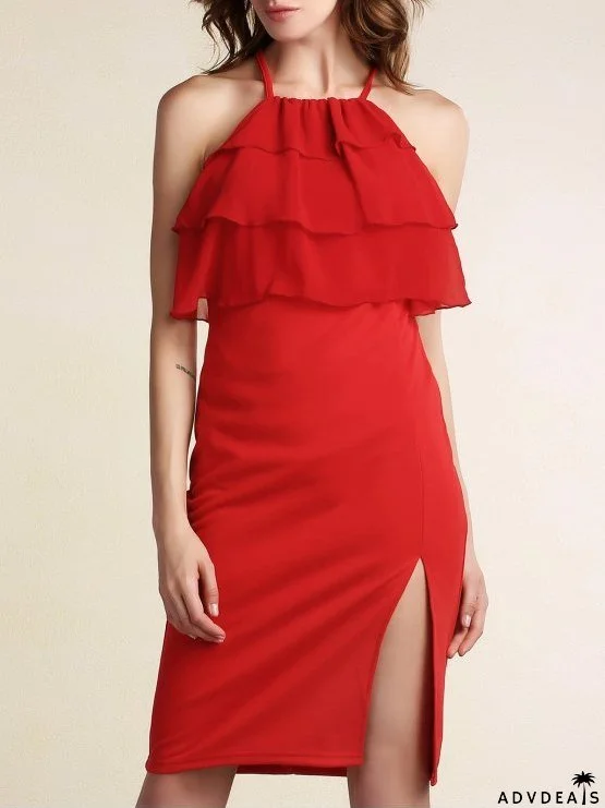 Bodycon Ruffle Tiered Front Dress