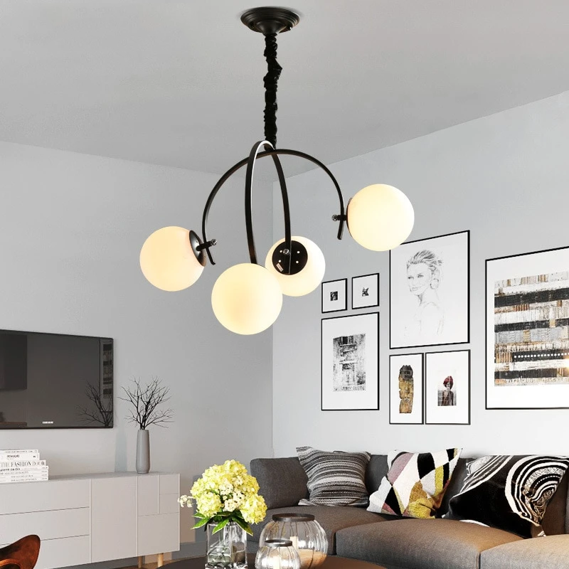 Modern LED Pendant Lights Halat Avize For Living Room Kids Room Glass Ball Pendant Light Verlichting Hanglamp Dining Lamp