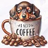 Coffee Dachshund-Partial 11CT Stamped Cross Stitch Bead Embroidery 36*36cm/14.17*14.17in tapestrymarket