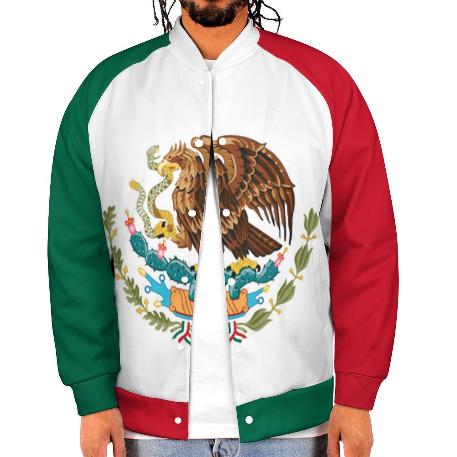 Mexican Flag Of Mexico Tricolor Mens Baseball Jacket Guys Graphic Print Varsity Streetwear Coats